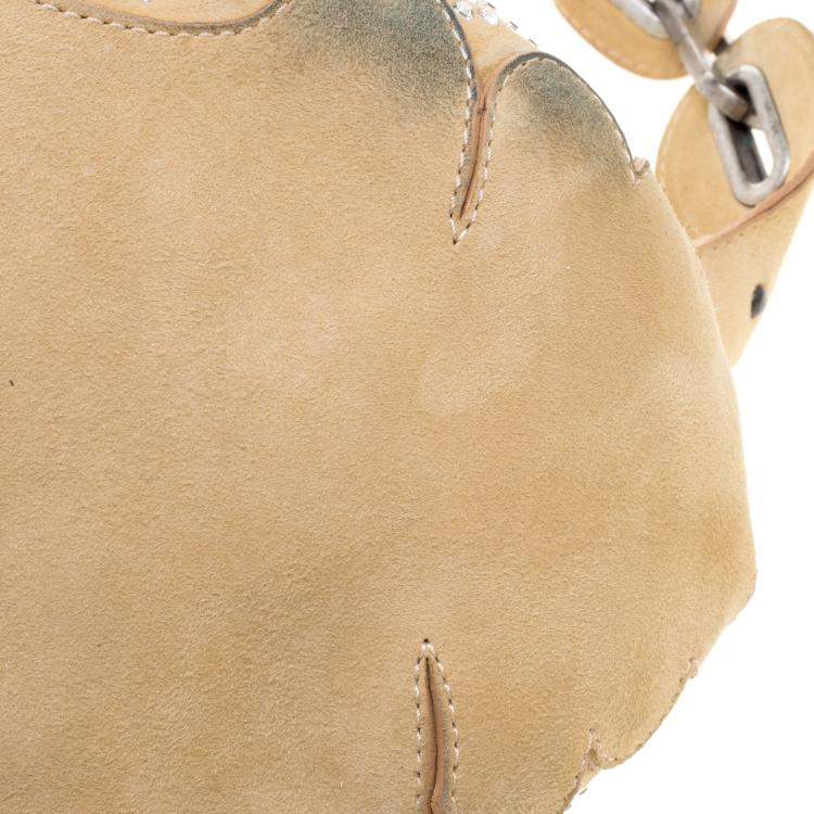 Pre Owned Jimmy Choo Light Brown Suede Swarovski Grant Hobo