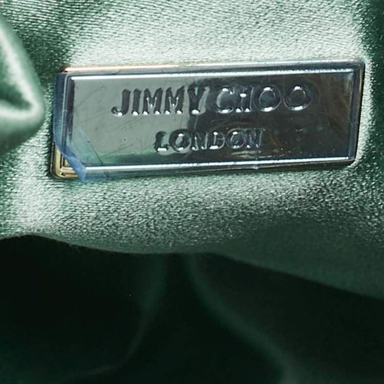 Pre Owned Jimmy Choo Mint Green Satin Crystals Bon Bon Bucket Bag 