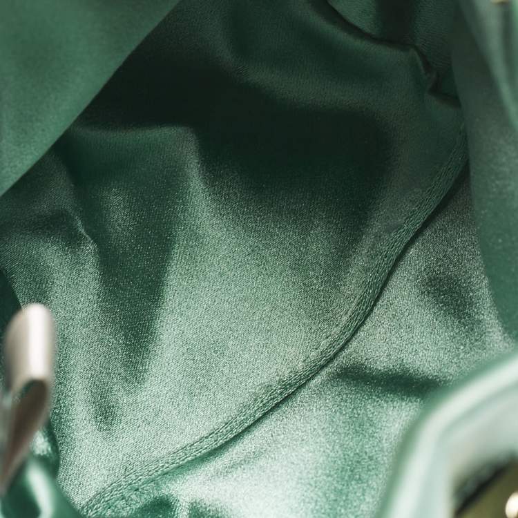 Pre Owned Jimmy Choo Mint Green Satin Crystals Bon Bon Bucket Bag 