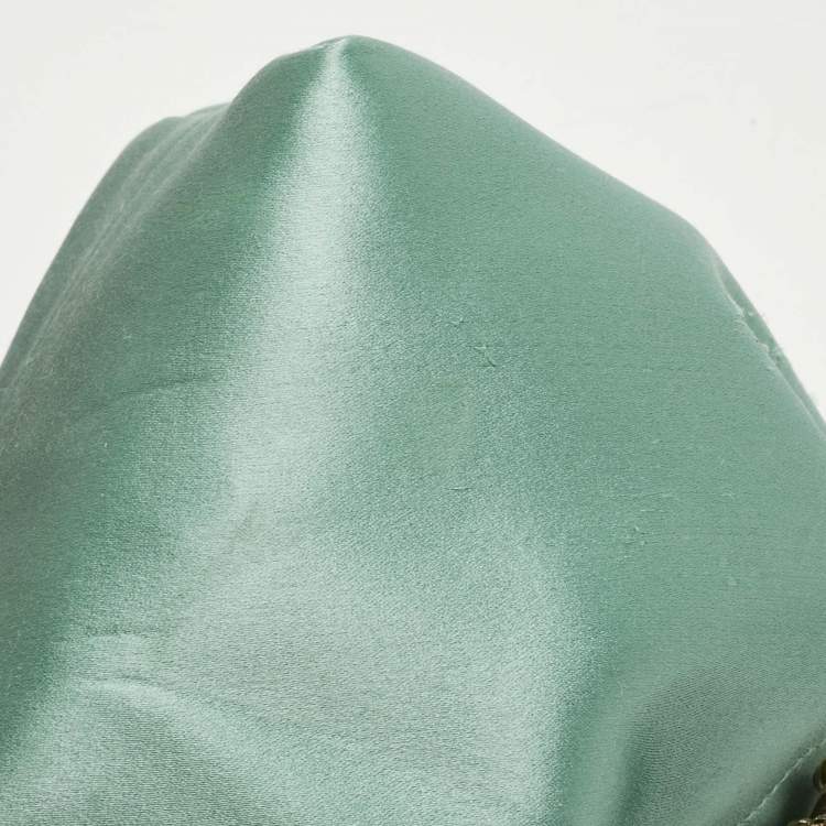 Pre Owned Jimmy Choo Mint Green Satin Crystals Bon Bon Bucket Bag 