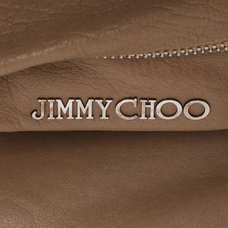 Pre Owned Jimmy Choo Beige Leather Boho Biker Chain Messenger Bag