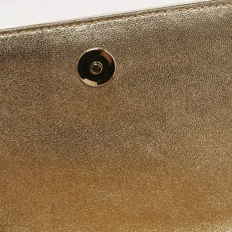 Pre Owned Jimmy Choo Gold Quilted Leather Avenue Wallet On Chain