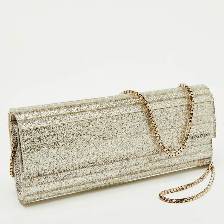 Pre Owned Jimmy Choo Gold Acrylic Sweetie Chain Clutch