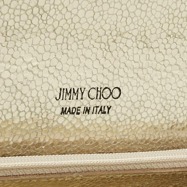 Pre Owned Jimmy Choo Gold Glitter and Leather Reese Clutch