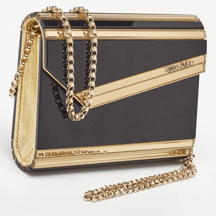 Pre Owned Jimmy Choo Black/Gold Acrylic Candy Chain Clutch