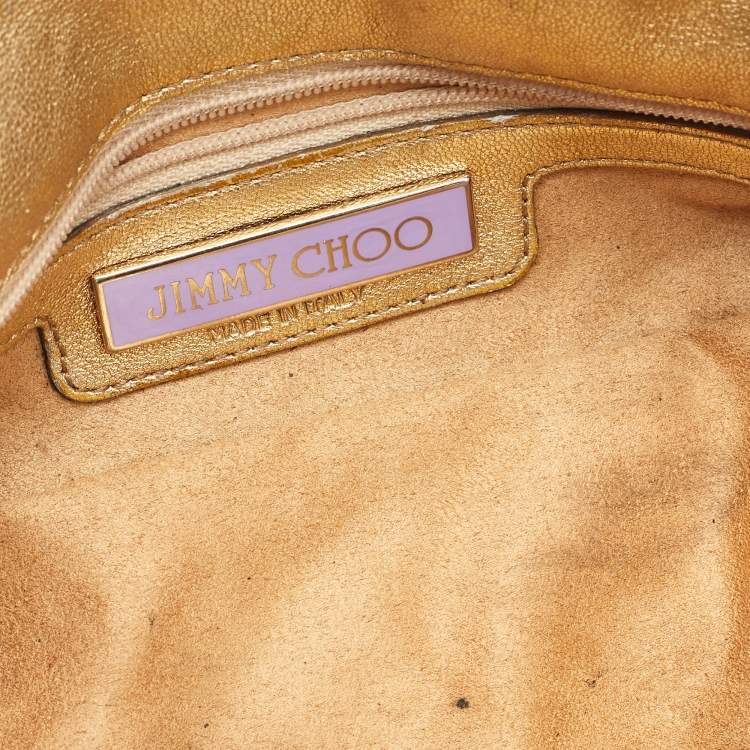 Pre Owned Jimmy Choo Metallic Silver Python Tulita Baguette Bag