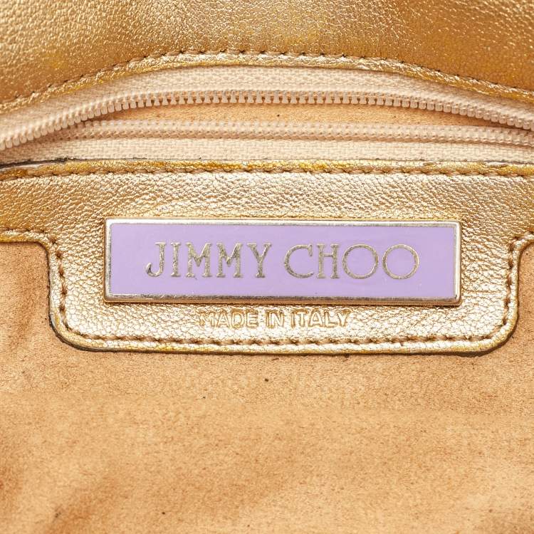 Pre Owned Jimmy Choo Metallic Silver Python Tulita Baguette Bag