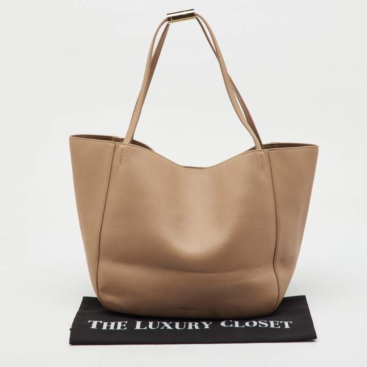 Pre Owned Jimmy Choo Beige Leather Shopper Tote