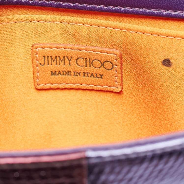 Pre Owned Jimmy Choo Multicolor Snakeskin Embossed Leather Ava Crossbody Bag