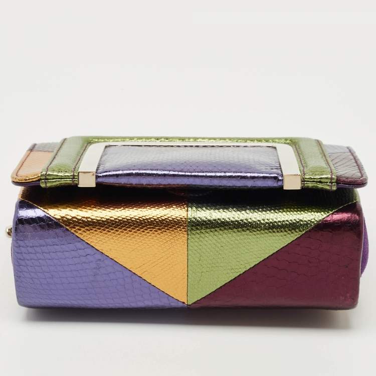 Pre Owned Jimmy Choo Multicolor Snakeskin Embossed Leather Ava Crossbody Bag