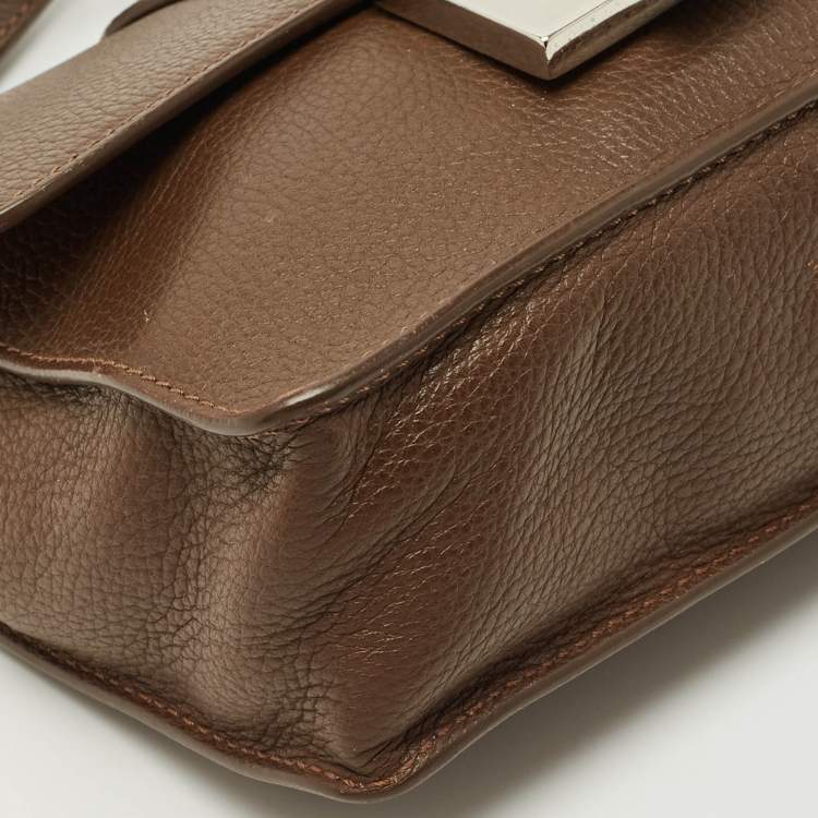 Pre Owned Jimmy Choo Brown Leather Rebel Flap Top Handle Bag