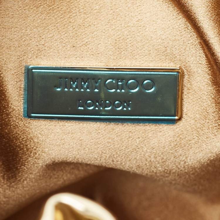 Pre Owned Jimmy Choo Gold Mirror Leather Bon Bon Bucket Bag