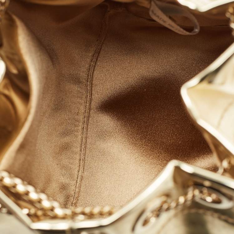 Pre Owned Jimmy Choo Gold Mirror Leather Bon Bon Bucket Bag