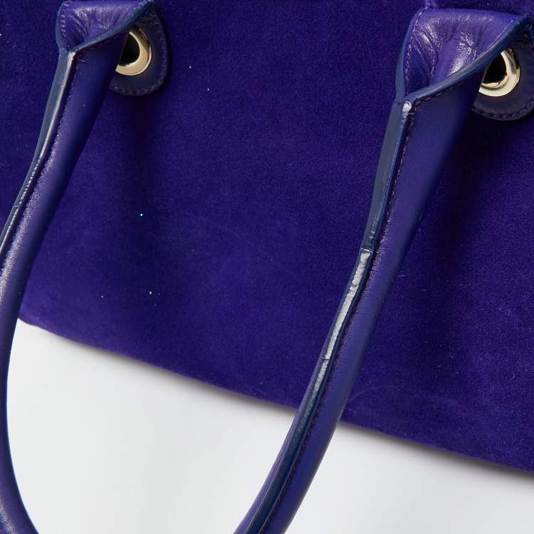 Pre Owned Jimmy Choo Purple Leather and Suede Riley Tote