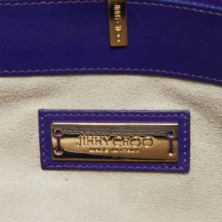Pre Owned Jimmy Choo Purple Leather and Suede Riley Tote
