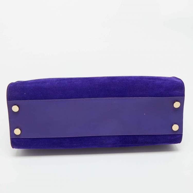 Pre Owned Jimmy Choo Purple Leather and Suede Riley Tote