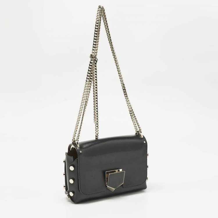 Pre Owned Jimmy Choo Black Leather Lockett City Shoulder Bag
