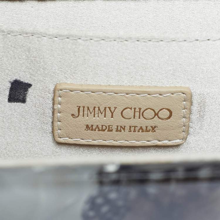 Pre Owned Jimmy Choo Clear/Multicolor Feather Print Acrylic Candy Chain Clutch