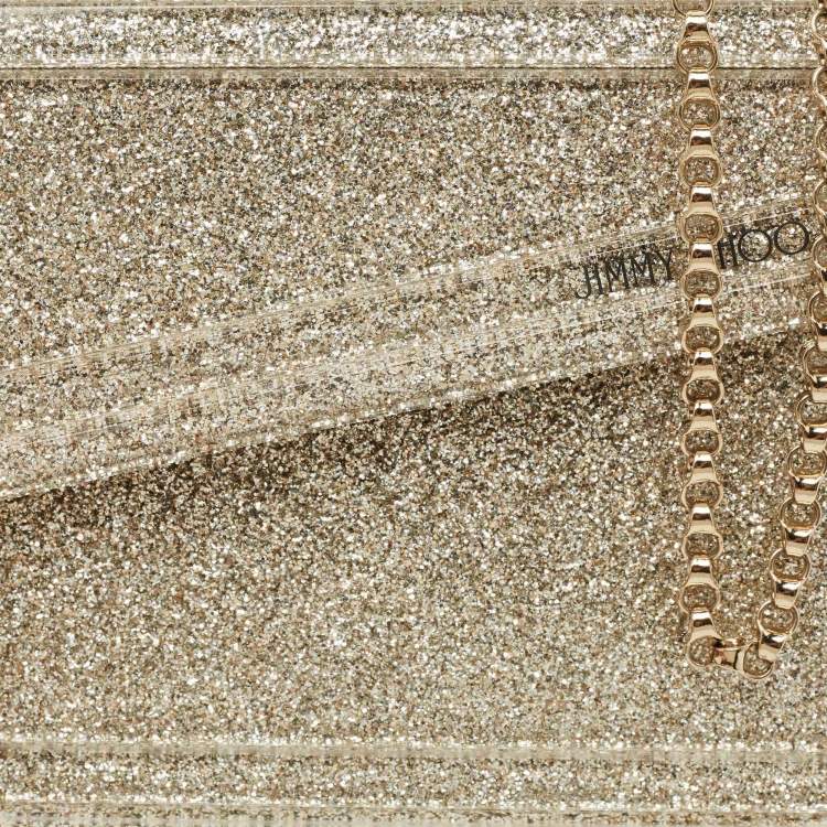 Pre Owned Jimmy Choo Metallic Glitter Acrylic and Leather Candy Chain Clutch