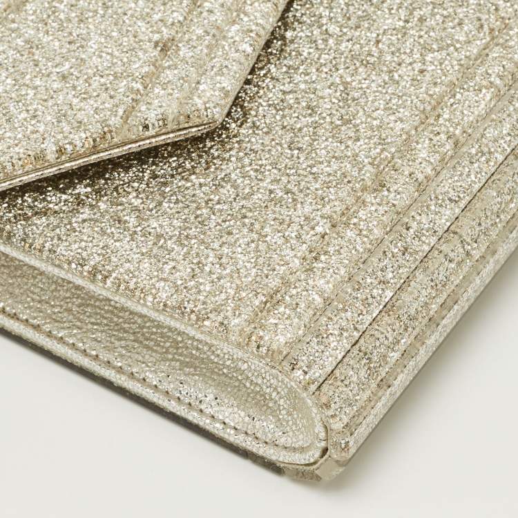 Pre Owned Jimmy Choo Metallic Glitter Acrylic and Leather Candy Chain Clutch