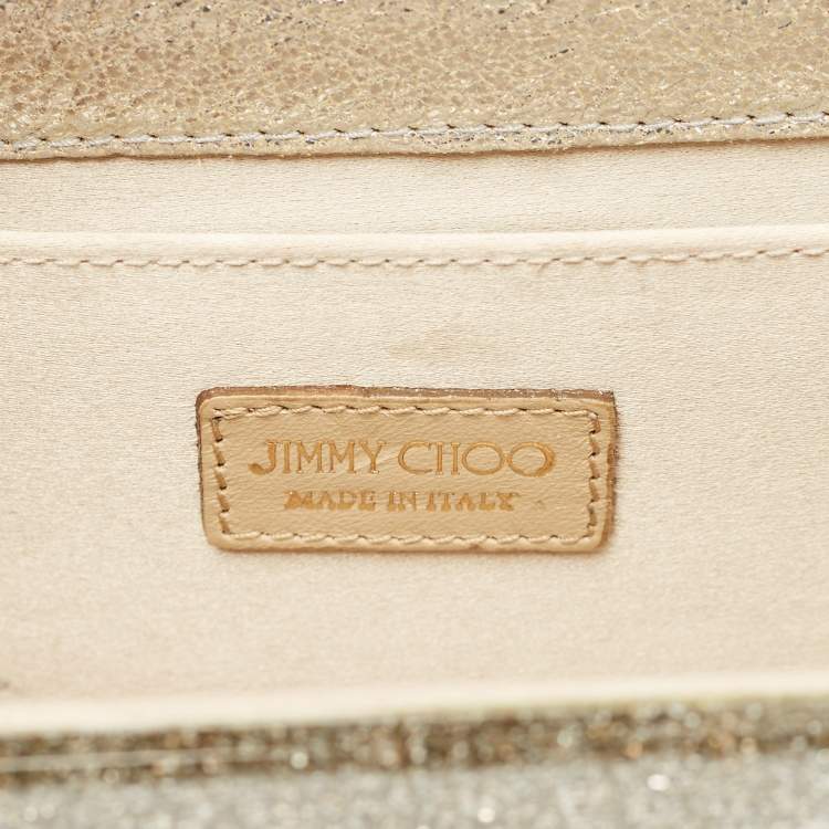 Pre Owned Jimmy Choo Metallic Glitter Acrylic and Leather Candy Chain Clutch
