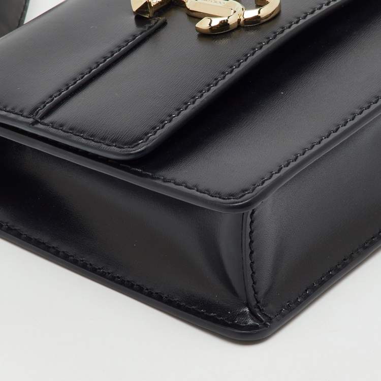 Pre Owned Jimmy Choo Black Leather Faux Pearl Varenne Shoulder Bag
