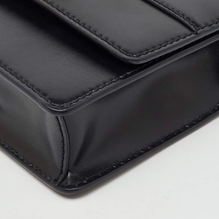 Pre Owned Jimmy Choo Black Leather Faux Pearl Varenne Shoulder Bag