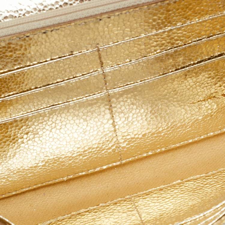 Pre Owned Jimmy Choo Gold Glitter and Leather Reese Clutch