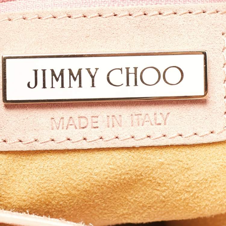 Pre Owned Jimmy Choo Pink Watersnake Leather and Suede Buckle Tote