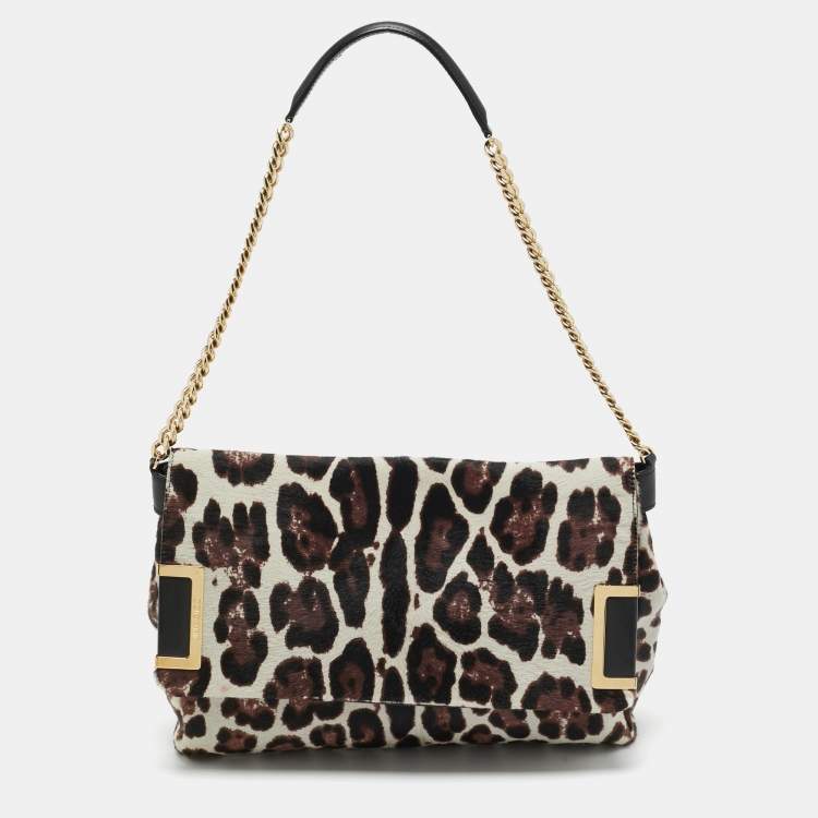 Pre Owned Jimmy Choo Burgundy/Off White Calf Hair Ally Flap Shoulder Bag