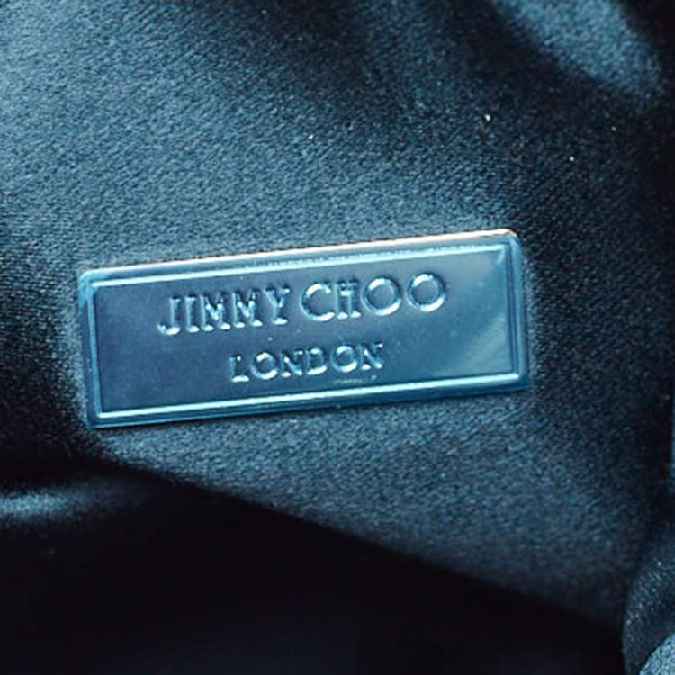 Pre Owned Jimmy Choo Teal Blue Satin Crystal Embellished BonBon Drawstring Bag