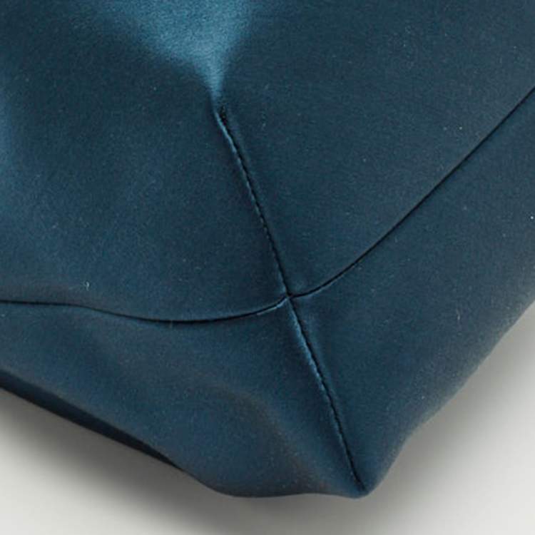 Pre Owned Jimmy Choo Teal Blue Satin Crystal Embellished BonBon Drawstring Bag