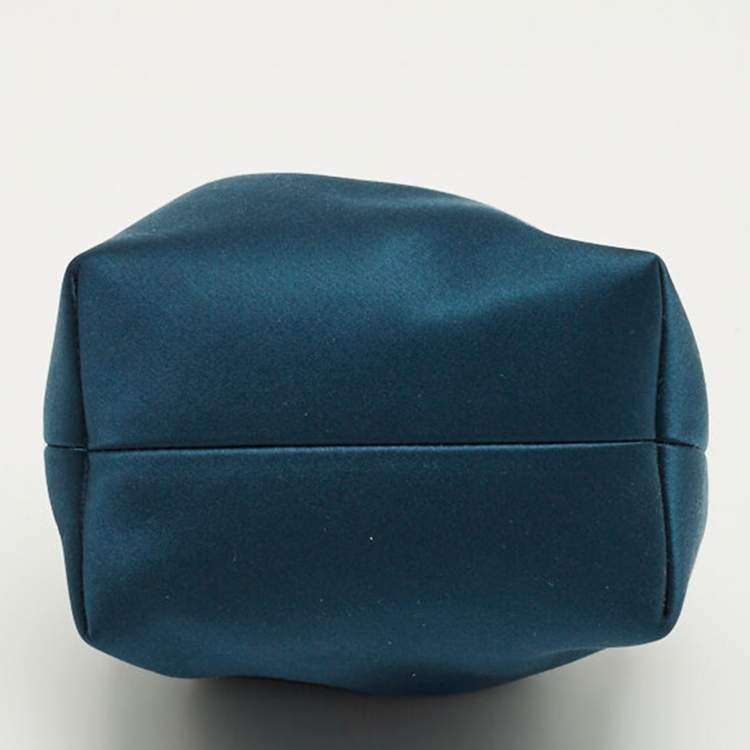 Pre Owned Jimmy Choo Teal Blue Satin Crystal Embellished BonBon Drawstring Bag