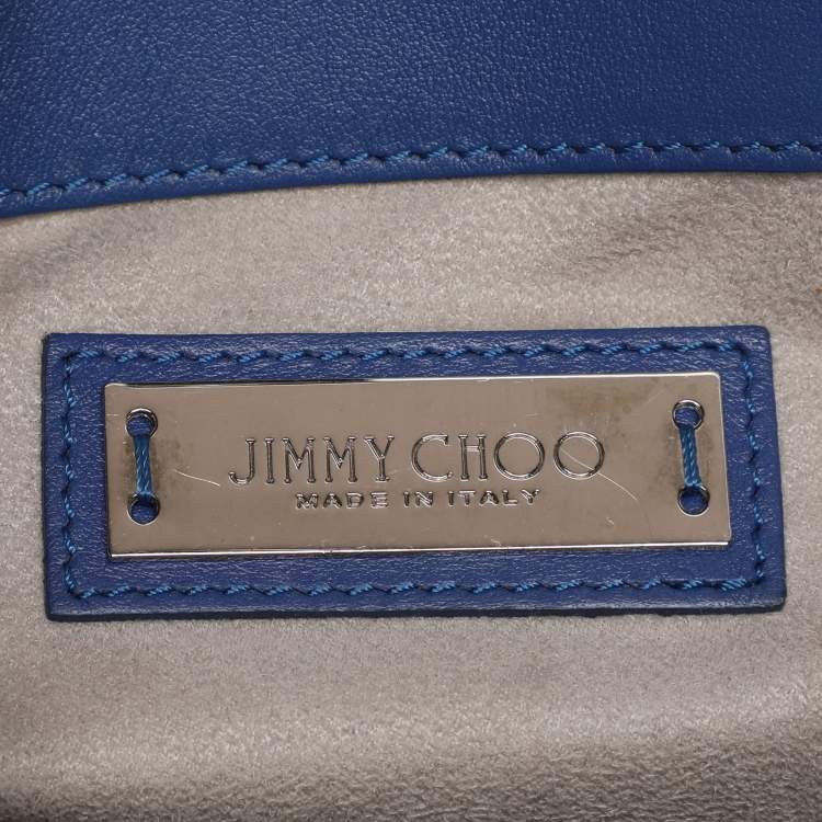 Pre Owned Jimmy Choo Blue Leather and Suede Riley Tote