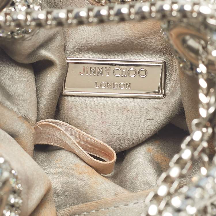 Pre Owned Jimmy Choo Silver Crystals BonBon Chain Clutch