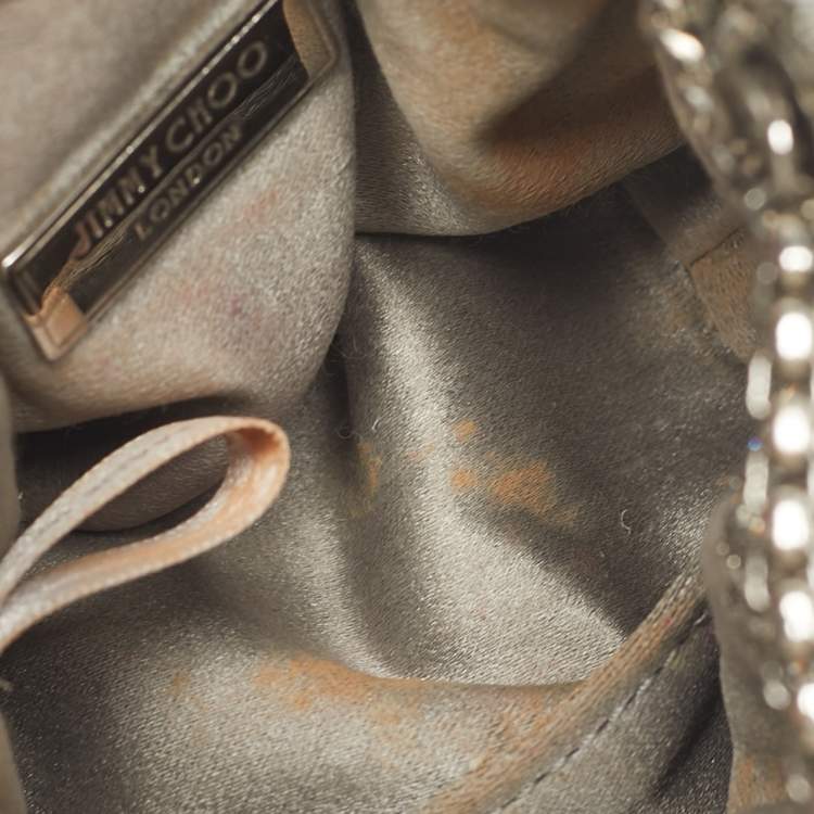 Pre Owned Jimmy Choo Silver Crystals BonBon Chain Clutch
