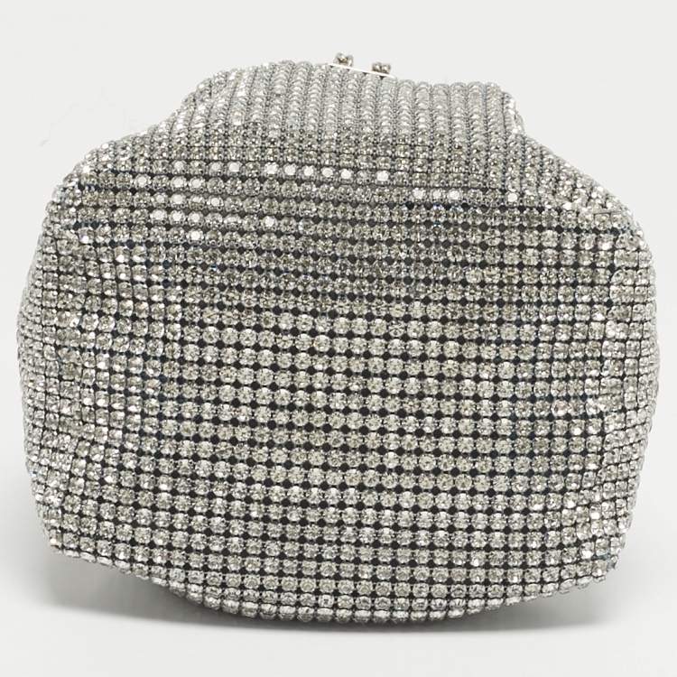 Pre Owned Jimmy Choo Silver Crystals BonBon Chain Clutch