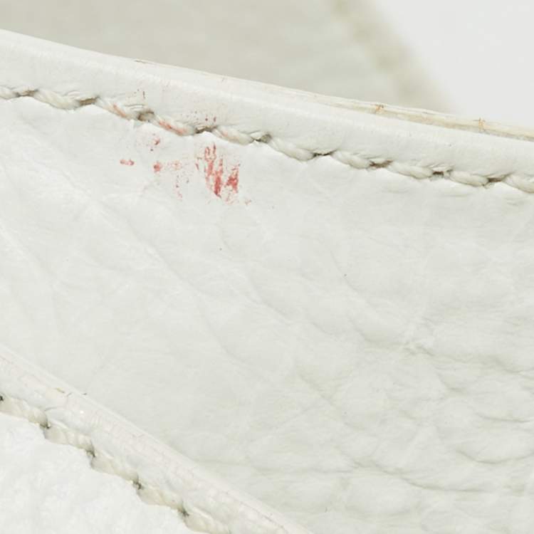 Pre Owned Jimmy Choo White Leather Dessy Studded Hobo