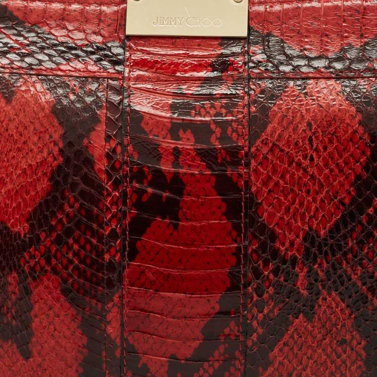 Pre Owned Jimmy Choo Red/Black Watersnake Leather Zulu Clutch