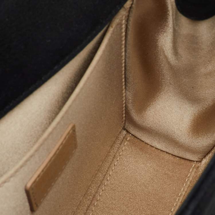 Pre Owned Jimmy Choo Black Leather and Shimmer Fabric Alba Chain Clutch