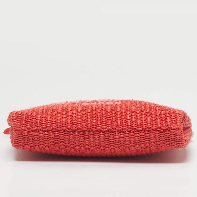 Pre Owned Jimmy Choo Red Woven Raffia Callie Shoulder Bag