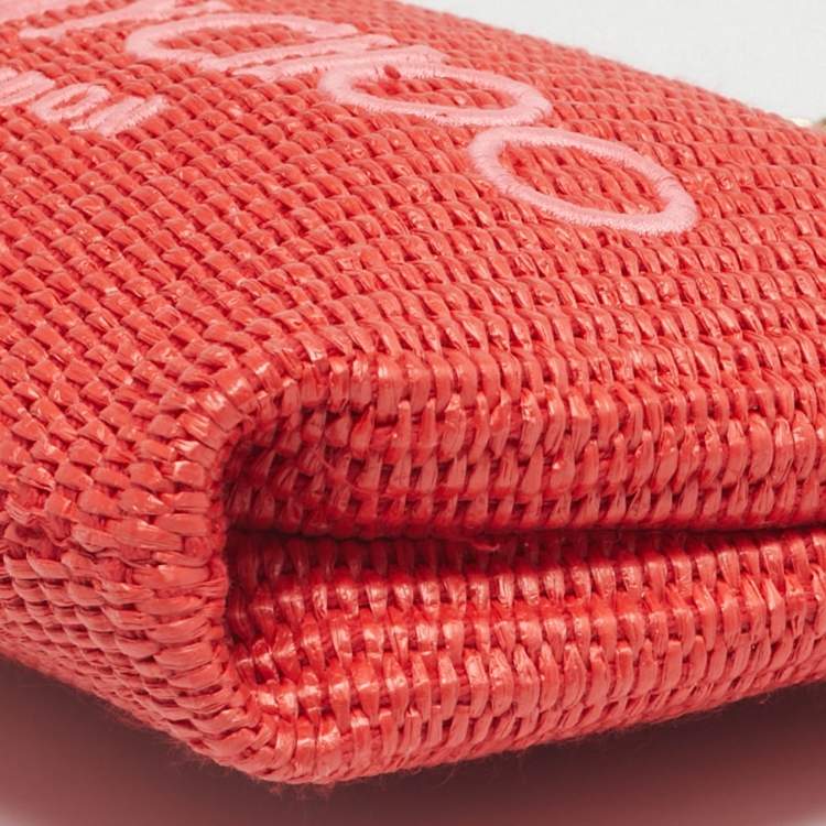 Pre Owned Jimmy Choo Red Woven Raffia Callie Shoulder Bag