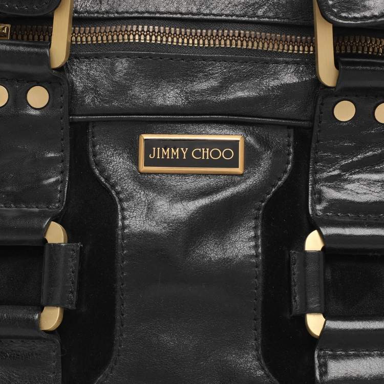 Pre Owned Jimmy Choo Black Leather and Suede Malena Satchel