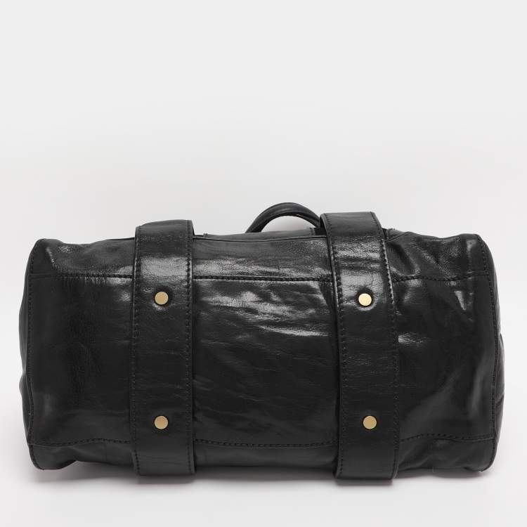 Pre Owned Jimmy Choo Black Leather and Suede Malena Satchel