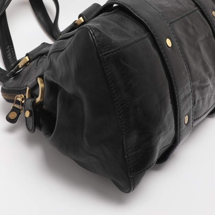 Pre Owned Jimmy Choo Black Leather and Suede Malena Satchel