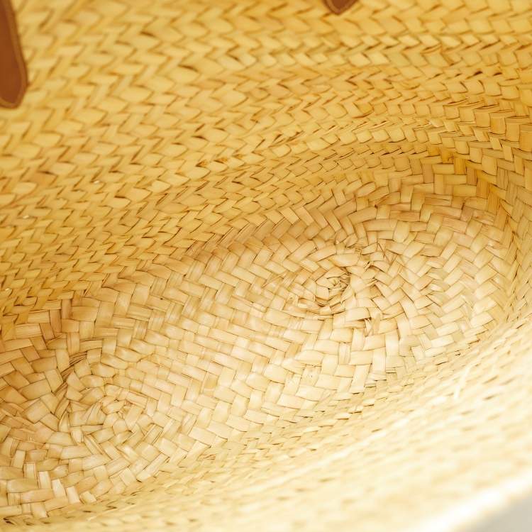 Pre Owned Jimmy Choo Brown/Natural Leaf Raffia Macy Tote