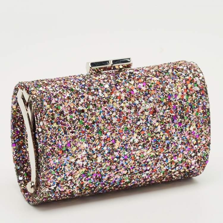 Pre Owned Jimmy Choo Multicolor Glitter Fabric Mini Tube Clutch