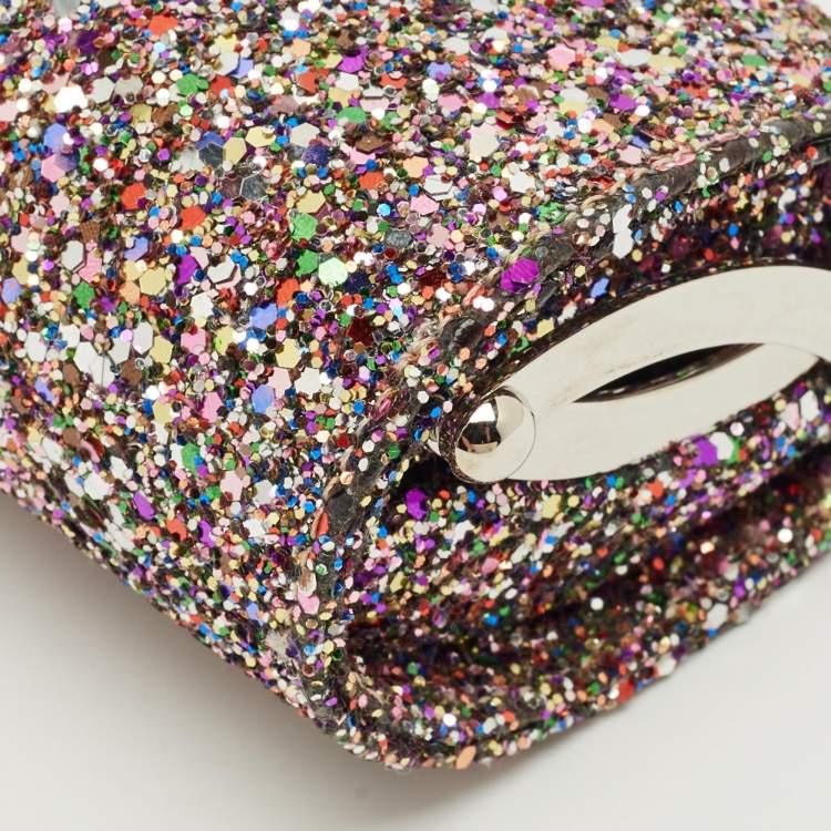 Pre Owned Jimmy Choo Multicolor Glitter Fabric Mini Tube Clutch