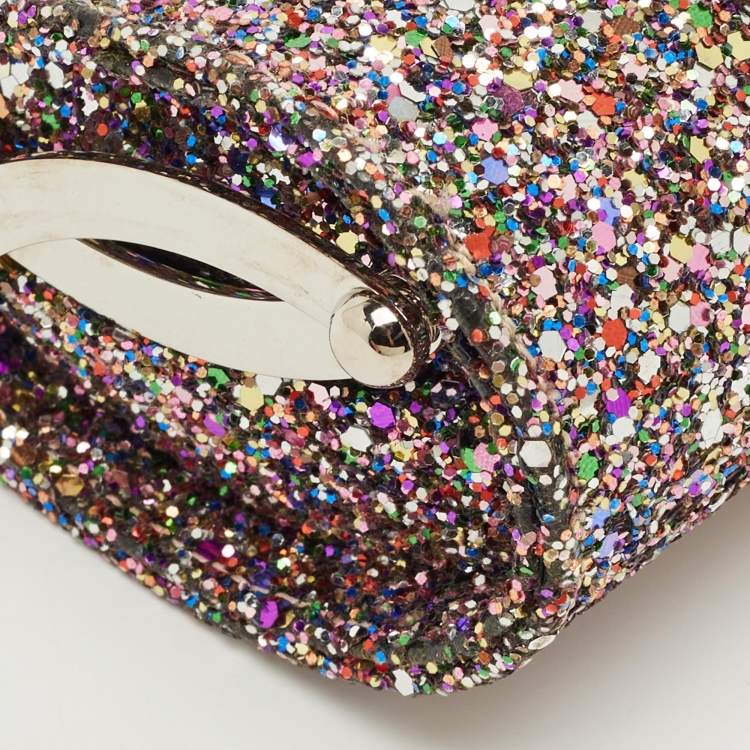 Pre Owned Jimmy Choo Multicolor Glitter Fabric Mini Tube Clutch