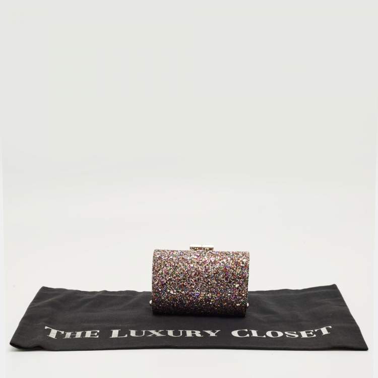 Pre Owned Jimmy Choo Multicolor Glitter Fabric Mini Tube Clutch